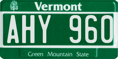 VT license plate AHY960