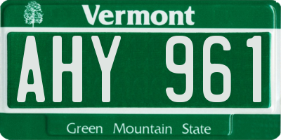 VT license plate AHY961