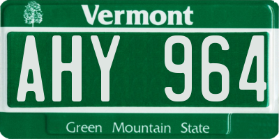 VT license plate AHY964