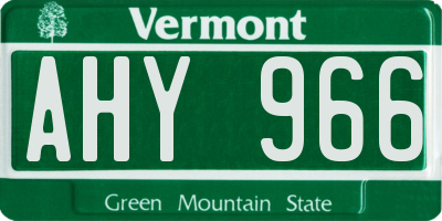 VT license plate AHY966
