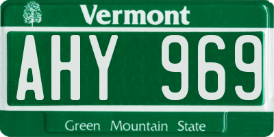 VT license plate AHY969