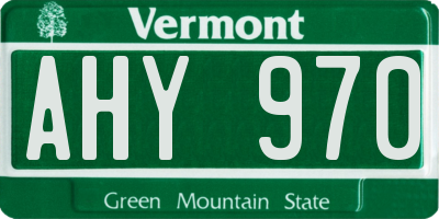 VT license plate AHY970