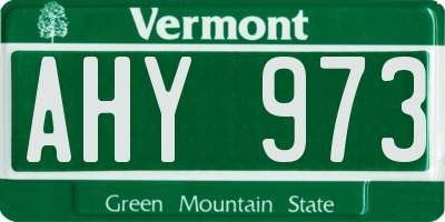 VT license plate AHY973