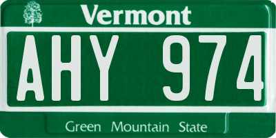 VT license plate AHY974