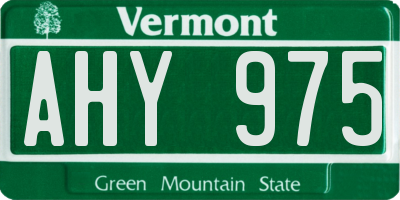 VT license plate AHY975