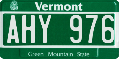 VT license plate AHY976