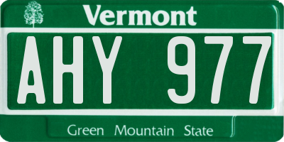 VT license plate AHY977