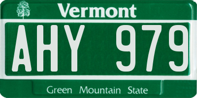 VT license plate AHY979