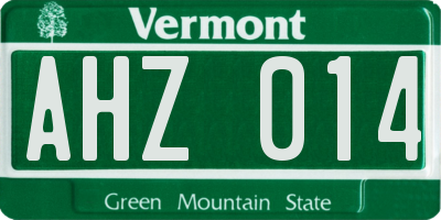 VT license plate AHZ014