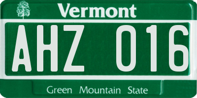 VT license plate AHZ016