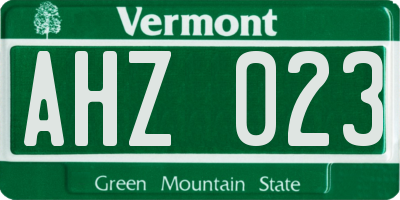 VT license plate AHZ023
