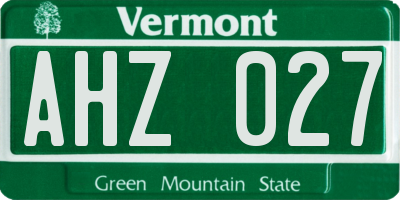 VT license plate AHZ027