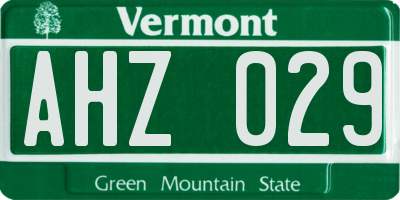 VT license plate AHZ029