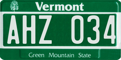 VT license plate AHZ034