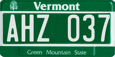 VT license plate AHZ037