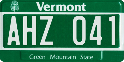 VT license plate AHZ041