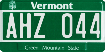 VT license plate AHZ044