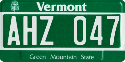 VT license plate AHZ047