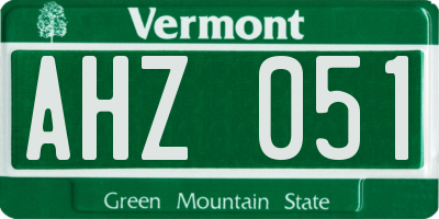 VT license plate AHZ051