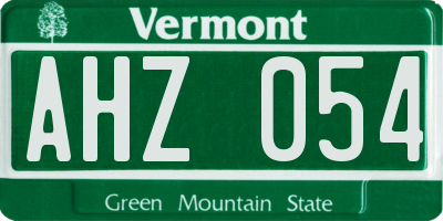 VT license plate AHZ054