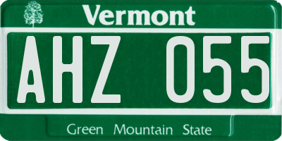 VT license plate AHZ055