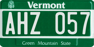 VT license plate AHZ057