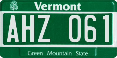 VT license plate AHZ061