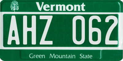 VT license plate AHZ062