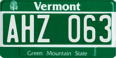 VT license plate AHZ063