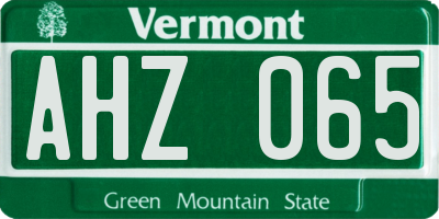 VT license plate AHZ065