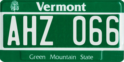 VT license plate AHZ066