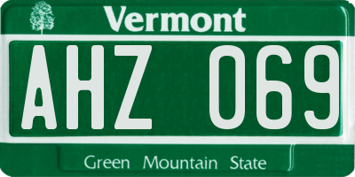 VT license plate AHZ069