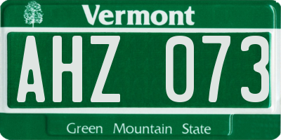 VT license plate AHZ073
