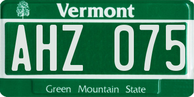 VT license plate AHZ075