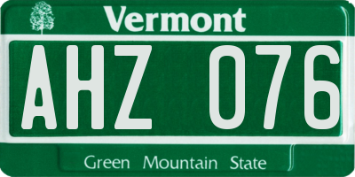 VT license plate AHZ076