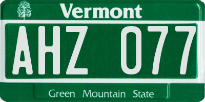VT license plate AHZ077