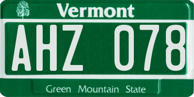 VT license plate AHZ078