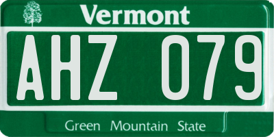VT license plate AHZ079