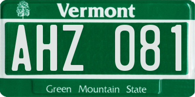 VT license plate AHZ081