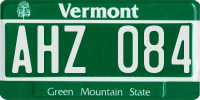 VT license plate AHZ084
