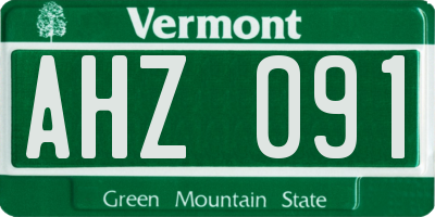 VT license plate AHZ091