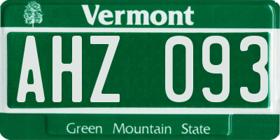 VT license plate AHZ093
