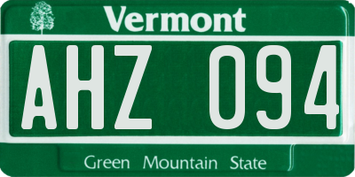 VT license plate AHZ094