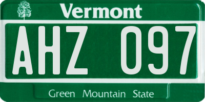VT license plate AHZ097