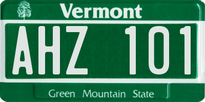 VT license plate AHZ101