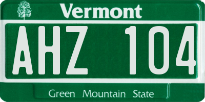 VT license plate AHZ104