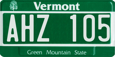 VT license plate AHZ105