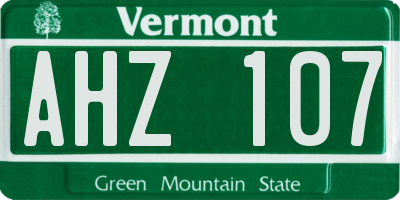 VT license plate AHZ107