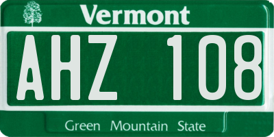 VT license plate AHZ108