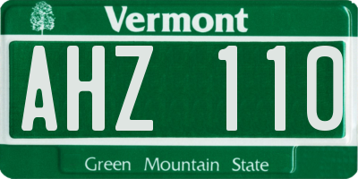 VT license plate AHZ110